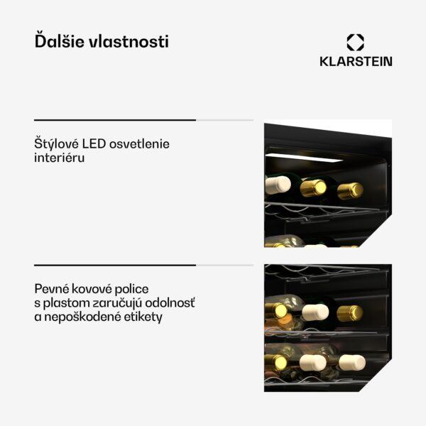 Klarstein Shiraz chladnička na víno, 2 chladiace zóny, LED osvetlenie, dotykové ovládanie, voľne stojaca - Image 2