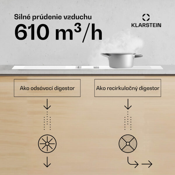 Klarstein Chef-Fusion Down Air System, 2 v 1, indukčná varná doska + digestor, výkonný, 7200 W - Image 2