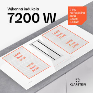 Klarstein Chef-Fusion Down Air System, 2 v 1, indukčná varná doska + digestor, výkonný, 7200 W