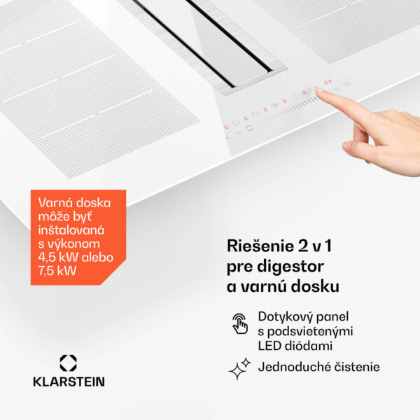 Klarstein Chef-Fusion Down Air System, 2 v 1, indukčná varná doska + digestor, výkonný, 7200 W - Image 3
