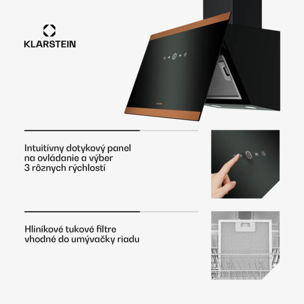 Klarstein FlashLine 60 digestor, A++, 524 m³/h, 3 úrovne, dotykový, tichý, LED, odsávanie/recirkulácia, 100 W - Image 3