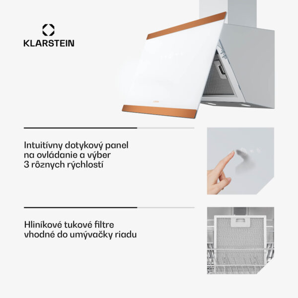 Klarstein FlashLine 60 digestor, A++, 524 m³/h, 3 úrovne, dotykový, tichý, LED, odsávanie/recirkulácia, 100 W - Image 3