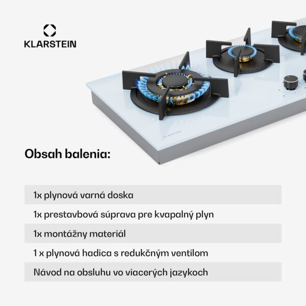 Klarstein Goldflame 4 Slim plynová varná doska, 4 horáky, na kvapalný alebo zemný plyn, elektrické zapaľovanie - Image 3