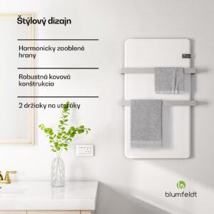 Blumfeldt Inteligentný infračervený ohrievač, ohrievač uterákov, výkon 500 W, IP24