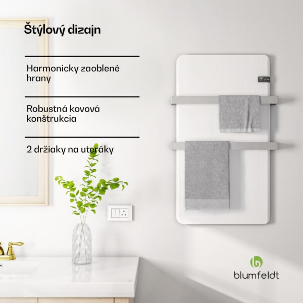 Blumfeldt Inteligentný infračervený ohrievač, ohrievač uterákov, výkon 500 W, IP24