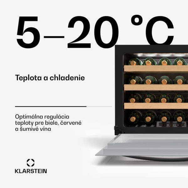 Klarstein Vinsider 24 Vstavaná vinotéka Uno, 24 fliaš, Integrovateľná, LED, biele sklenené dvere