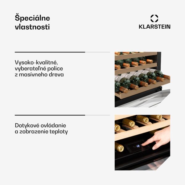 Klarstein Vinsider 24 Vstavaná vinotéka Uno, 24 fliaš, Integrovateľná, LED, biele sklenené dvere - Image 2