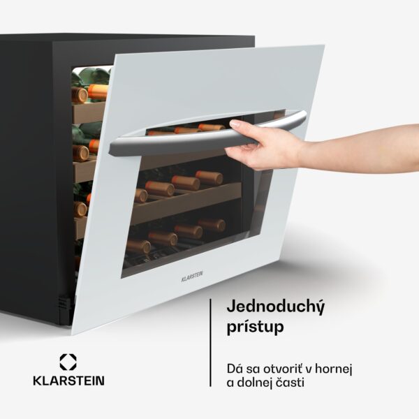Klarstein Vinsider 24 Vstavaná vinotéka Uno, 24 fliaš, Integrovateľná, LED, biele sklenené dvere - Image 3
