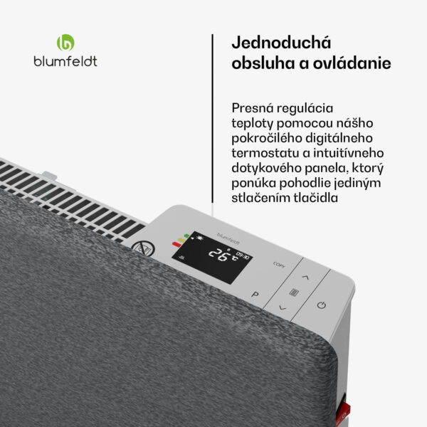 Blumfeldt ThermaTouch konvektor, 2 000 W, elegantný dizajn, dotykové ovládanie, do 20 m²