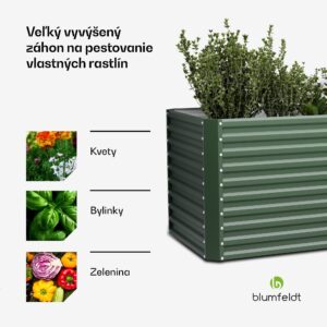 Blumfeldt High Grow Straight vyvýšený záhon, 1800 L, Ergonomický, Odolný voči poveternostným vplyvom, Otvorená základňa