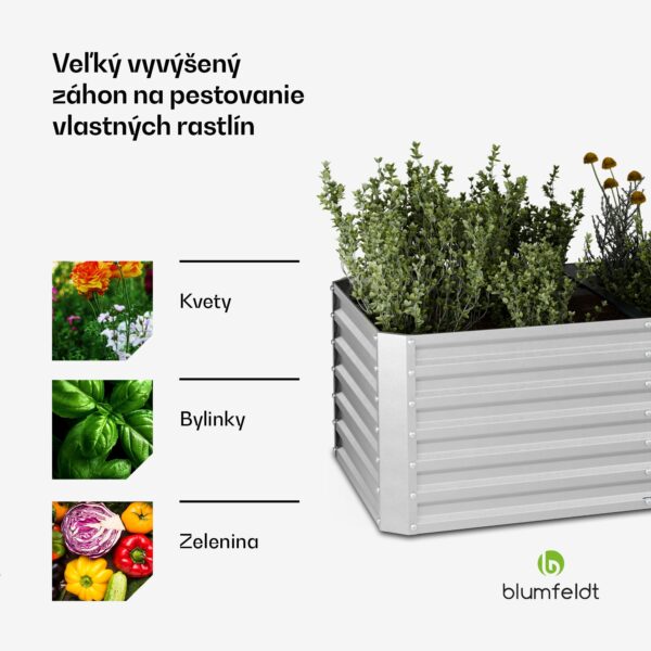 Blumfeldt High Grow Straight vyvýšený záhon, 1440 L, Ergonomický, Odolný voči poveternostným vplyvom, Otvorená základňa
