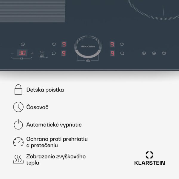 Klarstein Delicatessa 60 Hybrid vstavaná indukčná varná doska, 7000 W, Flexi zóna, Booster, Indukcia - Image 3