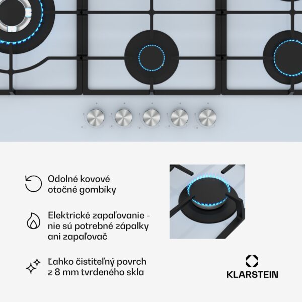 Klarstein Ignito Chef Edition plynová varná doska, 5 Horákov, elektr. zapaľovanie, Wok, na skvapalnený alebo zemný plyn - Image 2