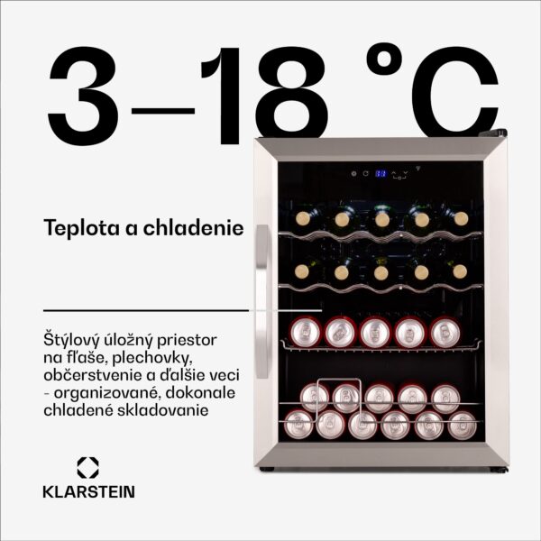 Klarstein Coachella 65 Smart chladnička na nápoje, WiFi ovládanie, dizajn z nehrdzavejúcej ocele, 60 l