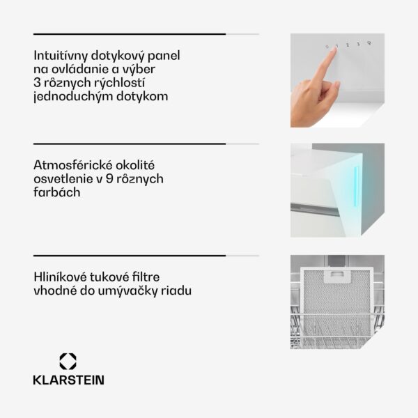 Klarstein Alina digestor, 70 cm, 600 m³/h, Tichý, EEK A - Image 3