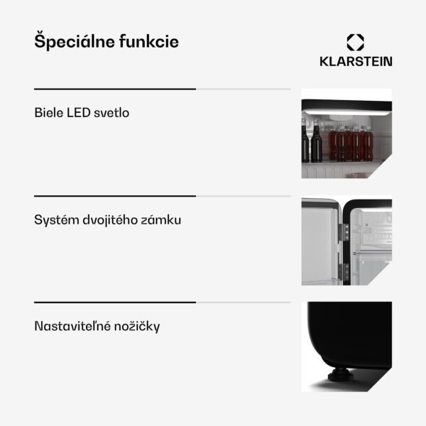 Klarstein Audrey Evo mini chladnička, 43 l, retro dizajn, tichá, kompaktná, 3 farby - Image 3