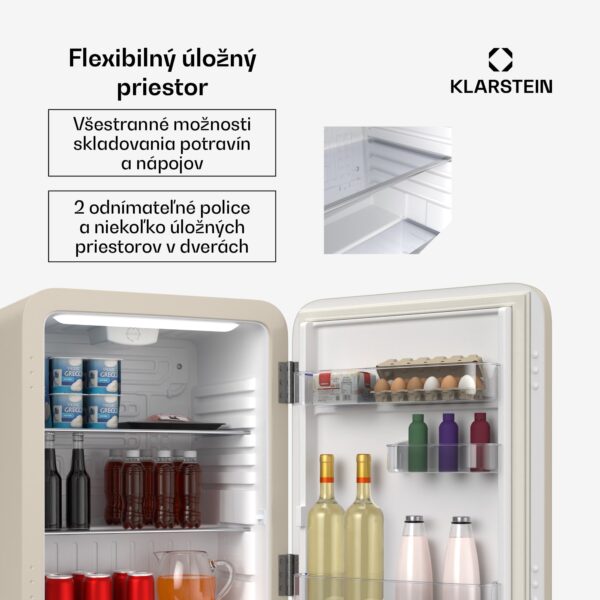 Klarstein Audrey Evo mini chladnička, 68 l, retro dizajn, tichá, kompaktná, 3 farby - Image 2