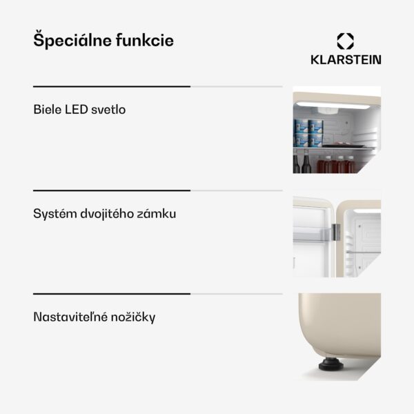 Klarstein Audrey Evo mini chladnička, 68 l, retro dizajn, tichá, kompaktná, 3 farby - Image 3