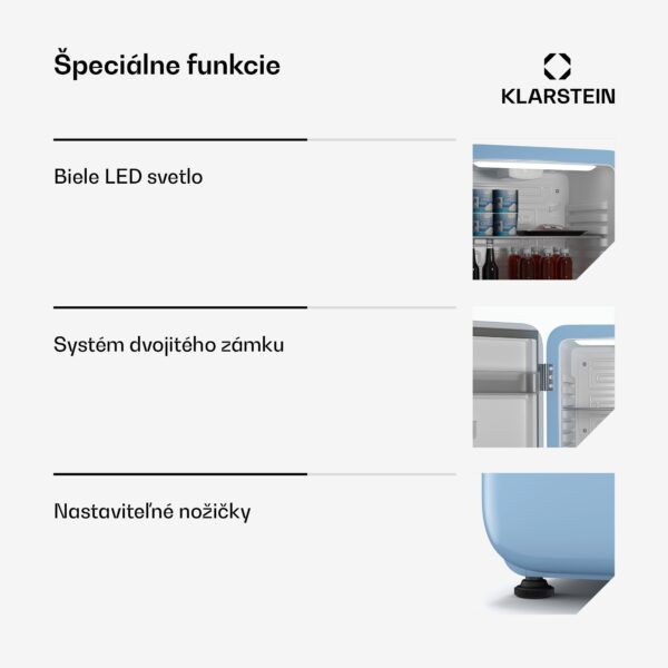 Klarstein Audrey Evo mini chladnička, 68 l, retro dizajn, tichá, kompaktná, 3 farby - Image 3