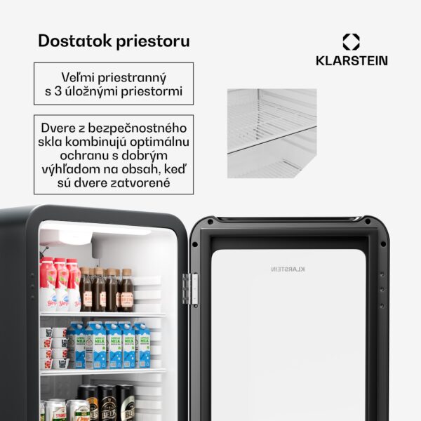 Klarstein Audrey Evo chladnička na nápoje, Retro dizajn, sklenené dvere, 93 L, EEK C - Image 2