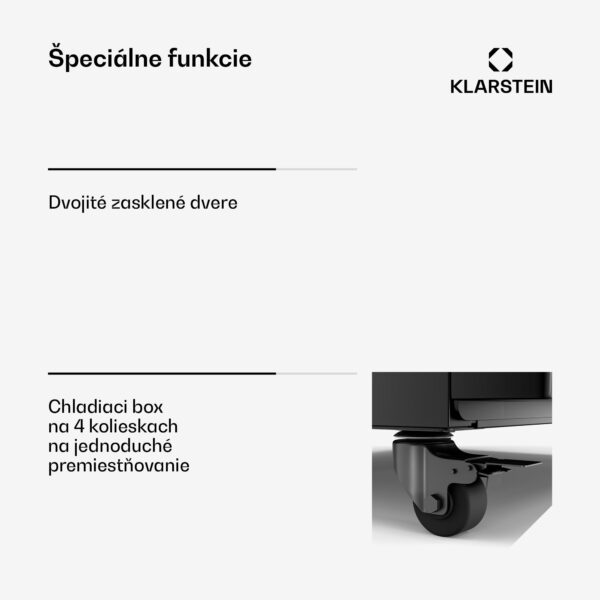 Klarstein GrandCooler chladnička na nápoje, 270 l, LED osvetlenie, s kolieskami, 4 police - Image 3