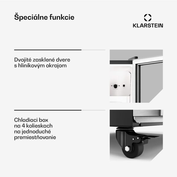 Klarstein GrandCooler chladnička na nápoje, 270 l, LED osvetlenie, s kolieskami, 4 police - Image 3
