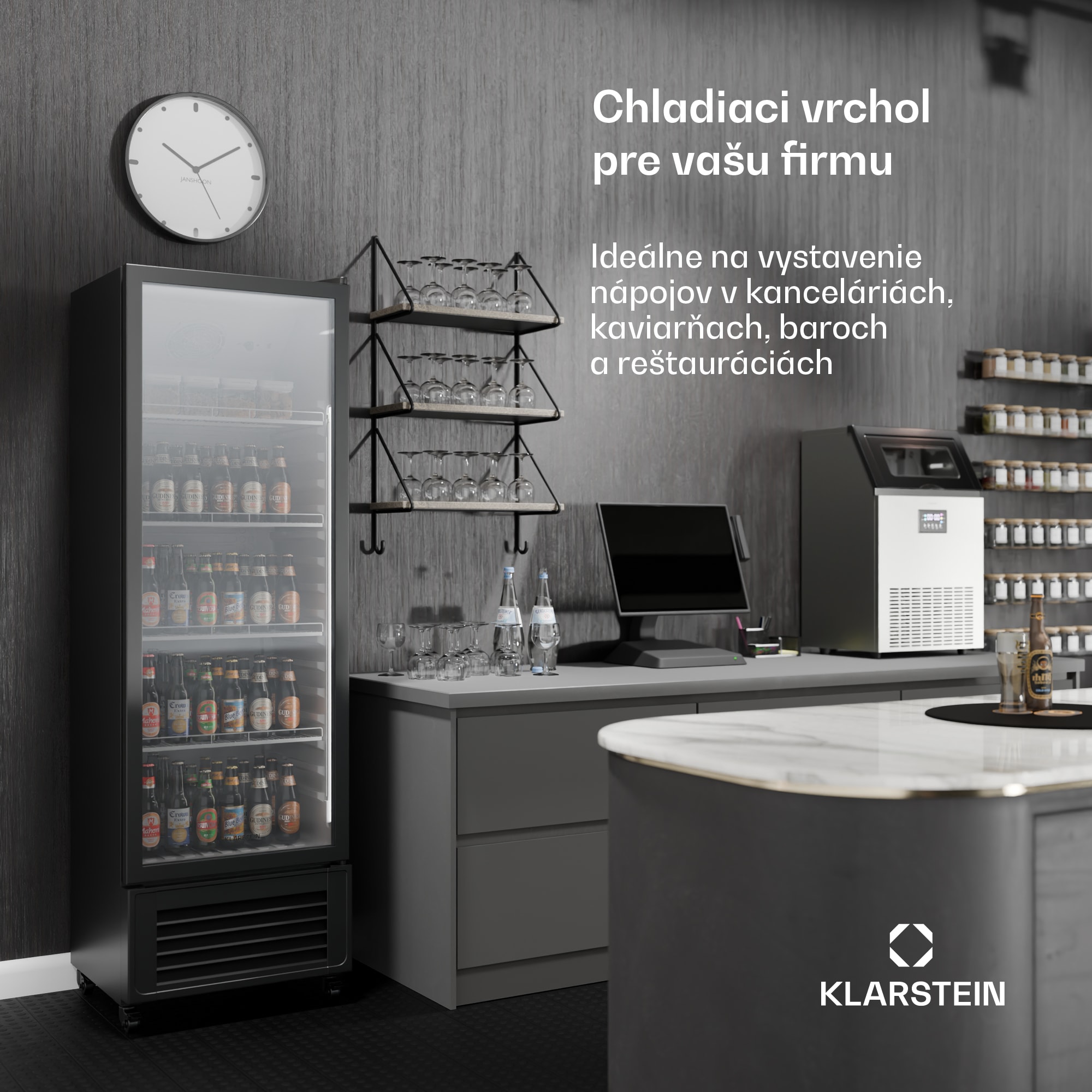 Klarstein GrandCooler chladnička na nápoje, 306 l, LED osvetlenie, s kolieskami, 4 police – Obrázok 2