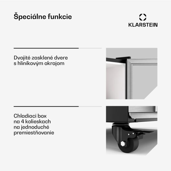Klarstein GrandCooler chladnička na nápoje, 306 l, LED osvetlenie, s kolieskami, 4 police - Image 3