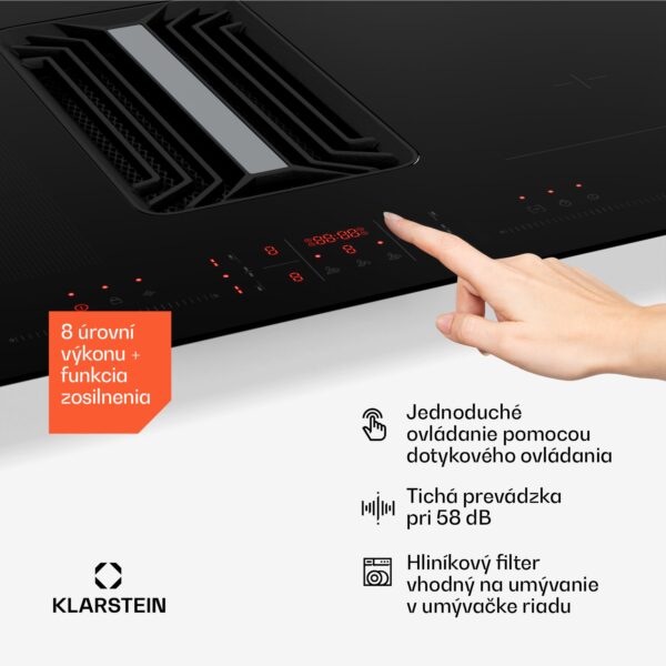 Klarstein AirJet Hybrid Down Air System, Indukčná varná doska s integrovaným digestorom, 600 m³/h, EEK A+ - Image 2
