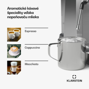 Klarstein GrandPresso pákový kávovar, precízny mlynček, parná tryska, portafilter, indikátor tlaku, 20 bar