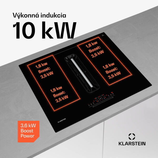 Klarstein AirJet 60 Down Air System, indukčný sporák + DownAir-digestor, 10 000 W, 600 m³/h, Boost