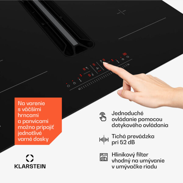 Klarstein AirJet 60 Down Air System, indukčný sporák + DownAir-digestor, 10 000 W, 600 m³/h, Boost - Image 2