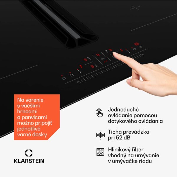 Klarstein AirJet 72 Down Air System, indukčný sporák + DownAir-digestor, 10 000 W, 600 m³/h, Boost - Image 2