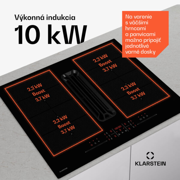 Klarstein AirJet FlexPro Down Air System, Indukčná doska + digestor, Flexi zóna, Booster
