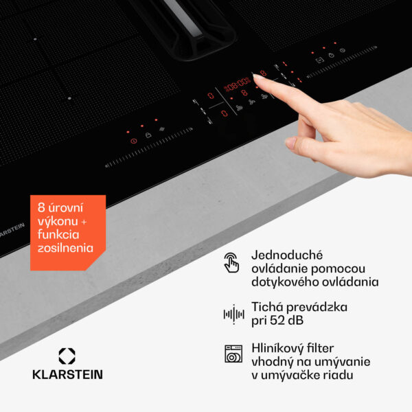 Klarstein AirJet FlexPro Down Air System, Indukčná doska + digestor, Flexi zóna, Booster - Image 2