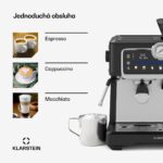 Klarstein GrandPresso Touch kávovar, 20 barov, integrovaný mlynček, indikátor tlaku, mliečna pena