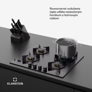 Klarstein Goldflame Nano plynová varná doska, 4 mosadzné horáky, Nano povlak, LPG/zemný plyn