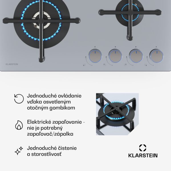 Klarstein Illuminosa 4 plynová varná doska 4-horáková Sabaf horák z nehrdzavejúcej ocele - Image 2