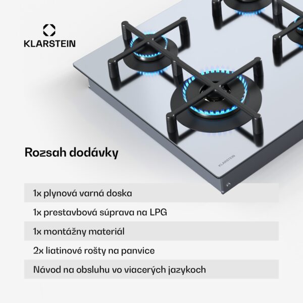 Klarstein Illuminosa 4 plynová varná doska 4-horáková Sabaf horák z nehrdzavejúcej ocele - Image 3