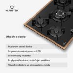 Klarstein Lumiflame plynová varná doska, 5 horákov, medený rám, elektrické zapaľovanie, výkon 10,4 kW - Image 3