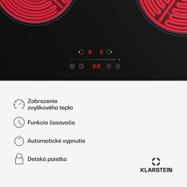 Klarstein CeramEase Slim VTC varná doska, sklokeramika, 2 varné platne, 4 kW, dotyková, časovač - Image 2