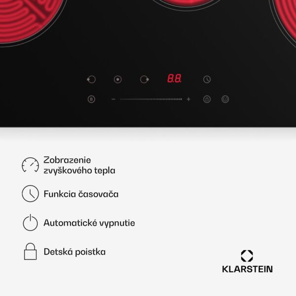 Klarstein CeramEase Slim VTC varná doska, sklokeramika, 3 varné platne, 5,2 kW, dotyková, časovač - Image 2