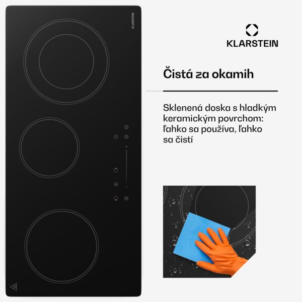 Klarstein CeramEase Slim VTC varná doska, sklokeramika, 3 varné platne, 5,2 kW, dotyková, časovač - Image 3