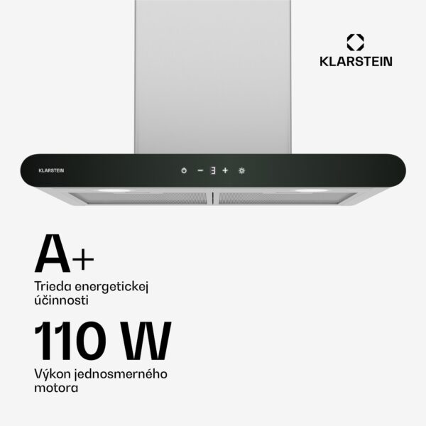Klarstein CurveVent digestor, 700 m³/h, Dotykový, LED, 110 W, EEK A+