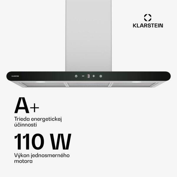 Klarstein CurveVent digestor, 700 m³/h, Dotykový, LED, 110 W, EEK A+