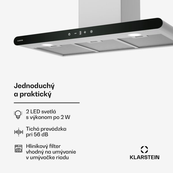 Klarstein CurveVent digestor, 700 m³/h, Dotykový, LED, 110 W, EEK A+ - Image 3