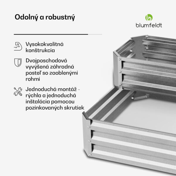 Blumfeldt High Grow vyvýšený záhon, 2 úrovne, odolný voči poveternostným vplyvom, odolný voči korózii, robustný, 405 L - Image 3