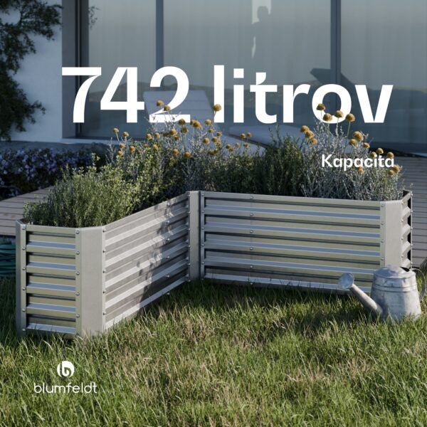 Blumfeldt High Grow vyvýšený záhon, tvar L, odolný voči poveternostným vplyvom, odolný voči korózii, robustný, 742 L - Image 2