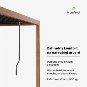 Blumfeldt LuminaHaven Pergola 3x3 Pozinkovaná oceľ Farba dreva