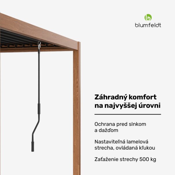 Blumfeldt LuminaHaven Pergola 3x3 Pozinkovaná oceľ Farba dreva